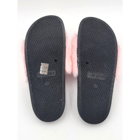 Cape Robbin Moira Women Slip On Skids Sandal Size 5 Pink Faux Fur & Pearl Accent - Picture 6 of 8